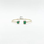 Brazalete Cuadro y Gota De Esmeralda Con Diamantes