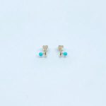 Arete Doble Corazon Con Turquesa