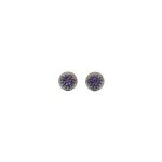 Aretes Redondos Pave Con Zafiro Rosa