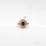 Anillo Oval Rubi Doble Halo De Diamantes