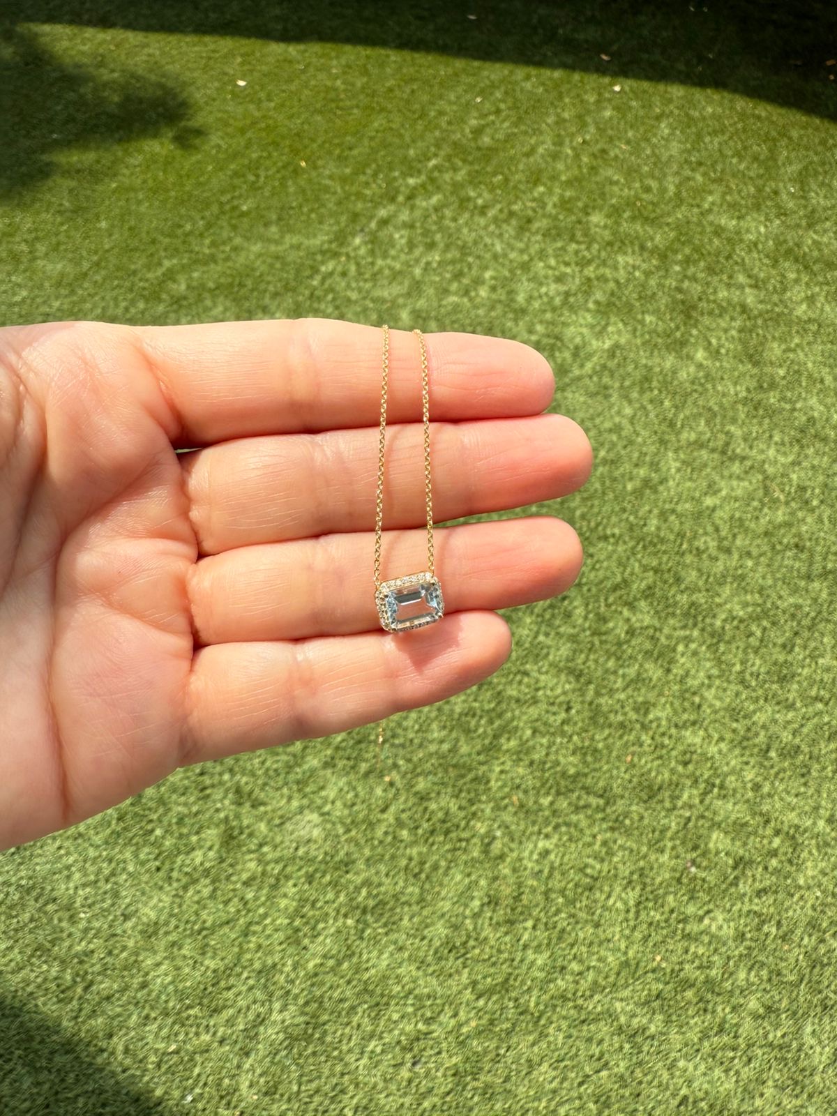 Collar Aguamarina Con Halo De Diamantes