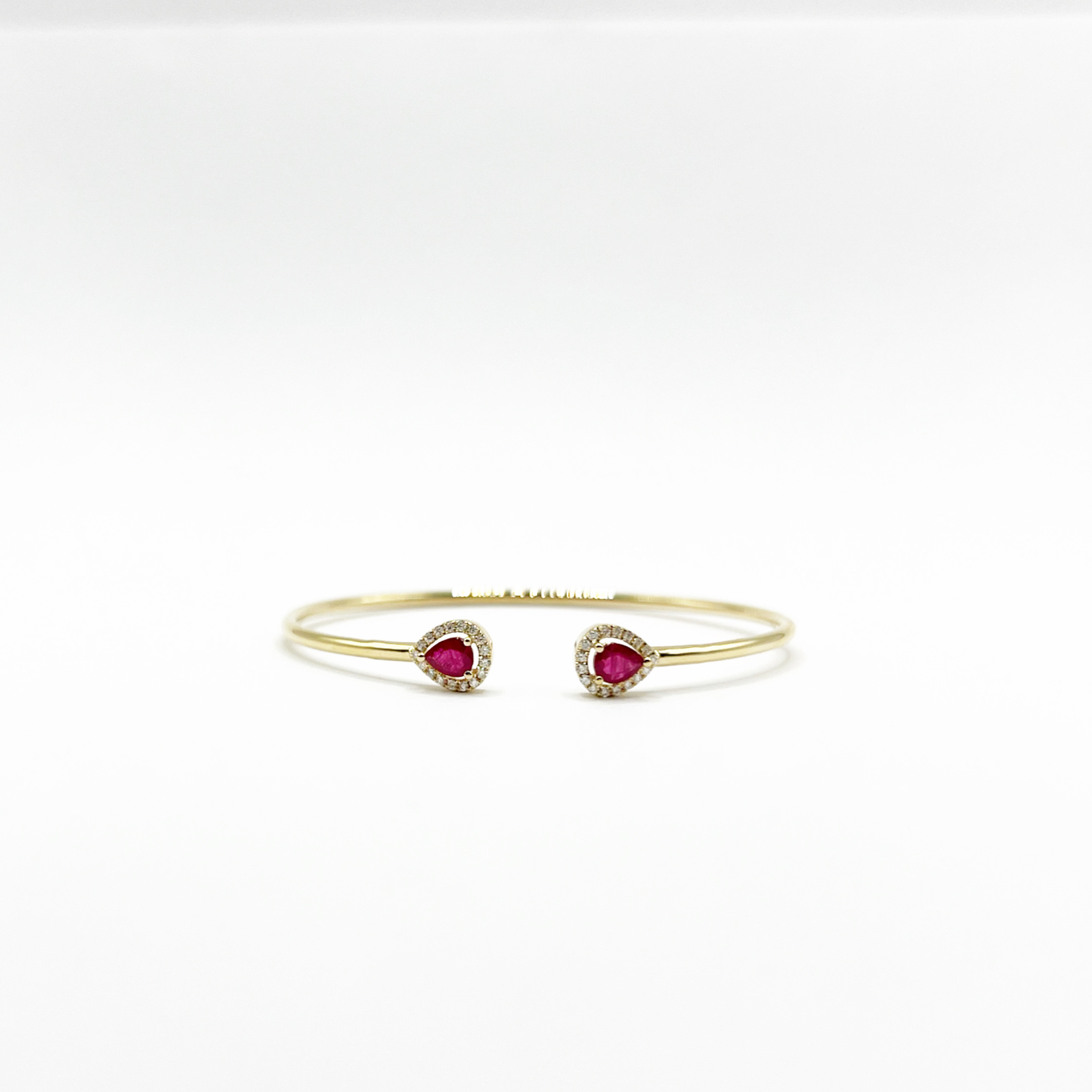 Brazalete Doble Gota Rubi Con Diamantes