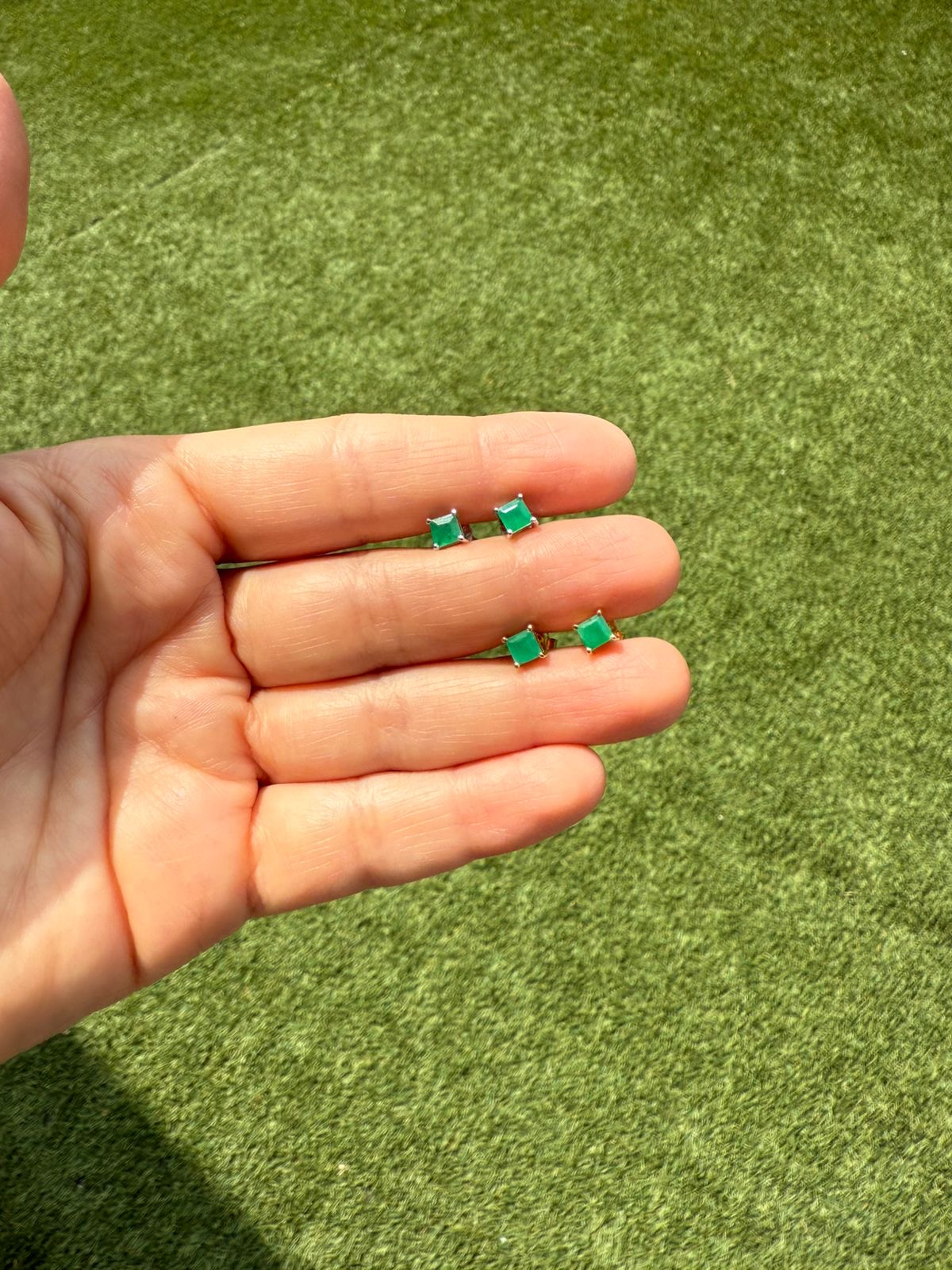 Aretes Solitario Cuadro De Esmeralda