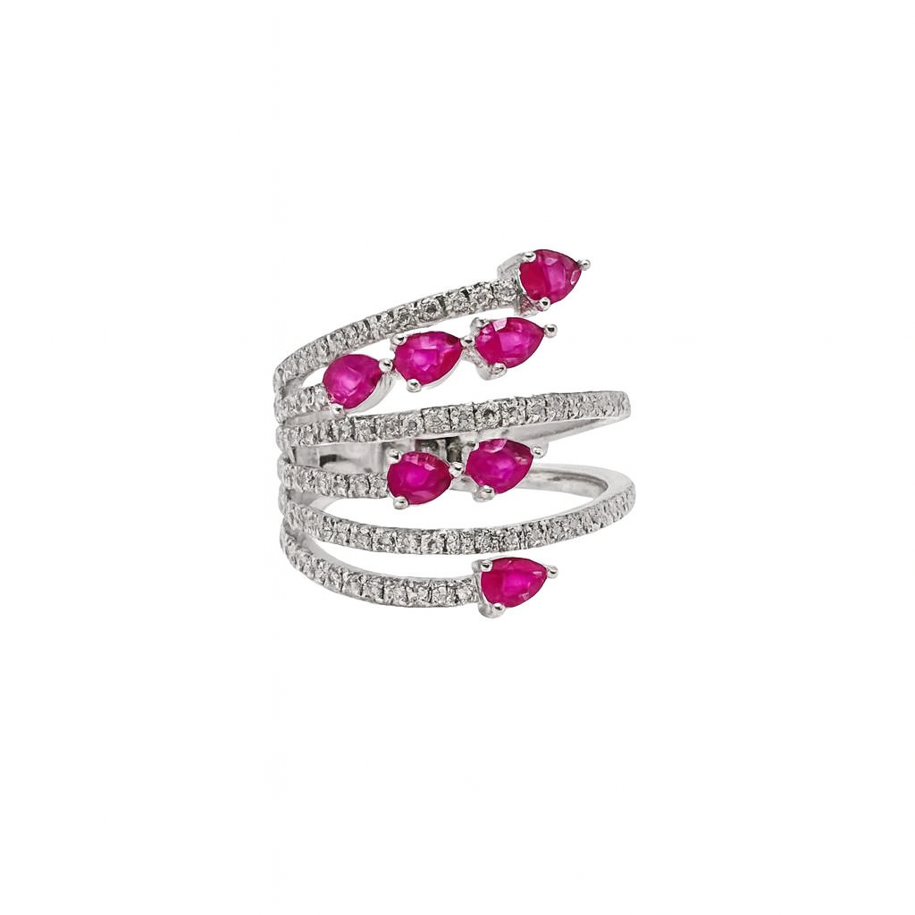Anillo Abanico De Rubies