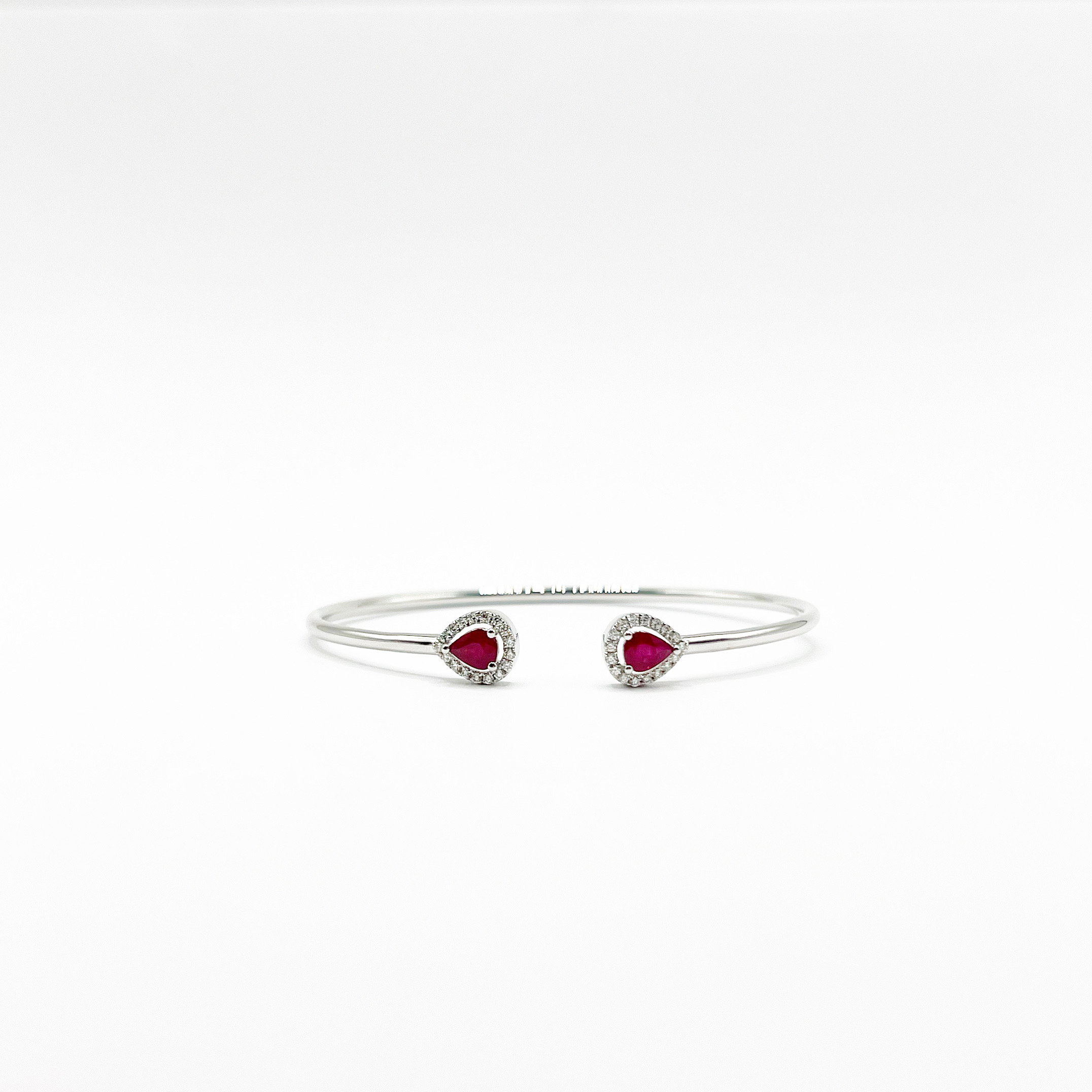 Brazalete Doble Gota Rubi Con Diamantes