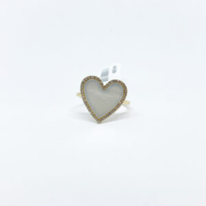 Anillo Corazon Madre Perla con Diamantes