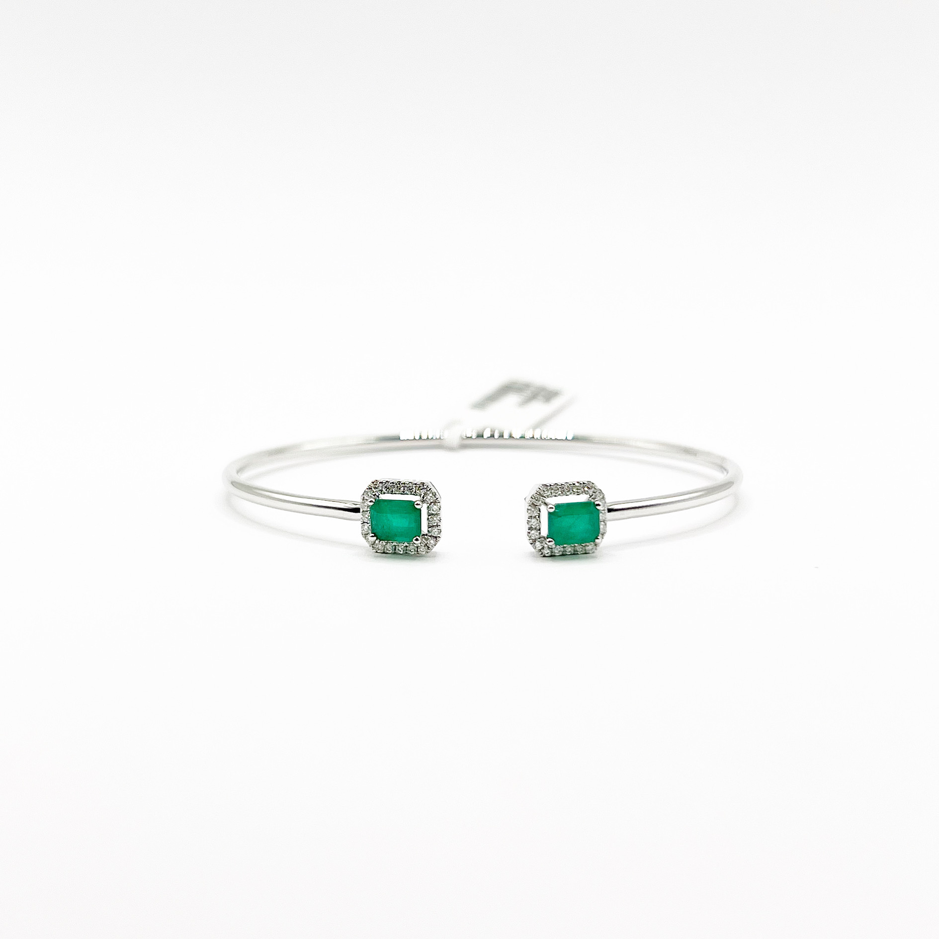 Brazalete Doble Cuadro Esmeralda con Diamantes