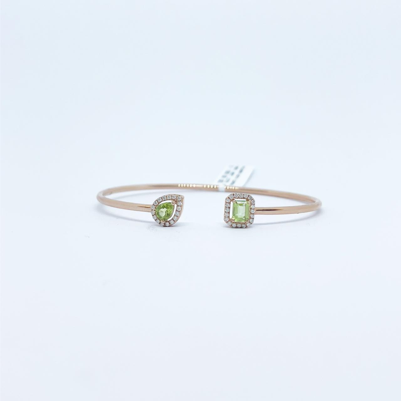 Brazalete Cuadro y Gota Peridoto con Diamante