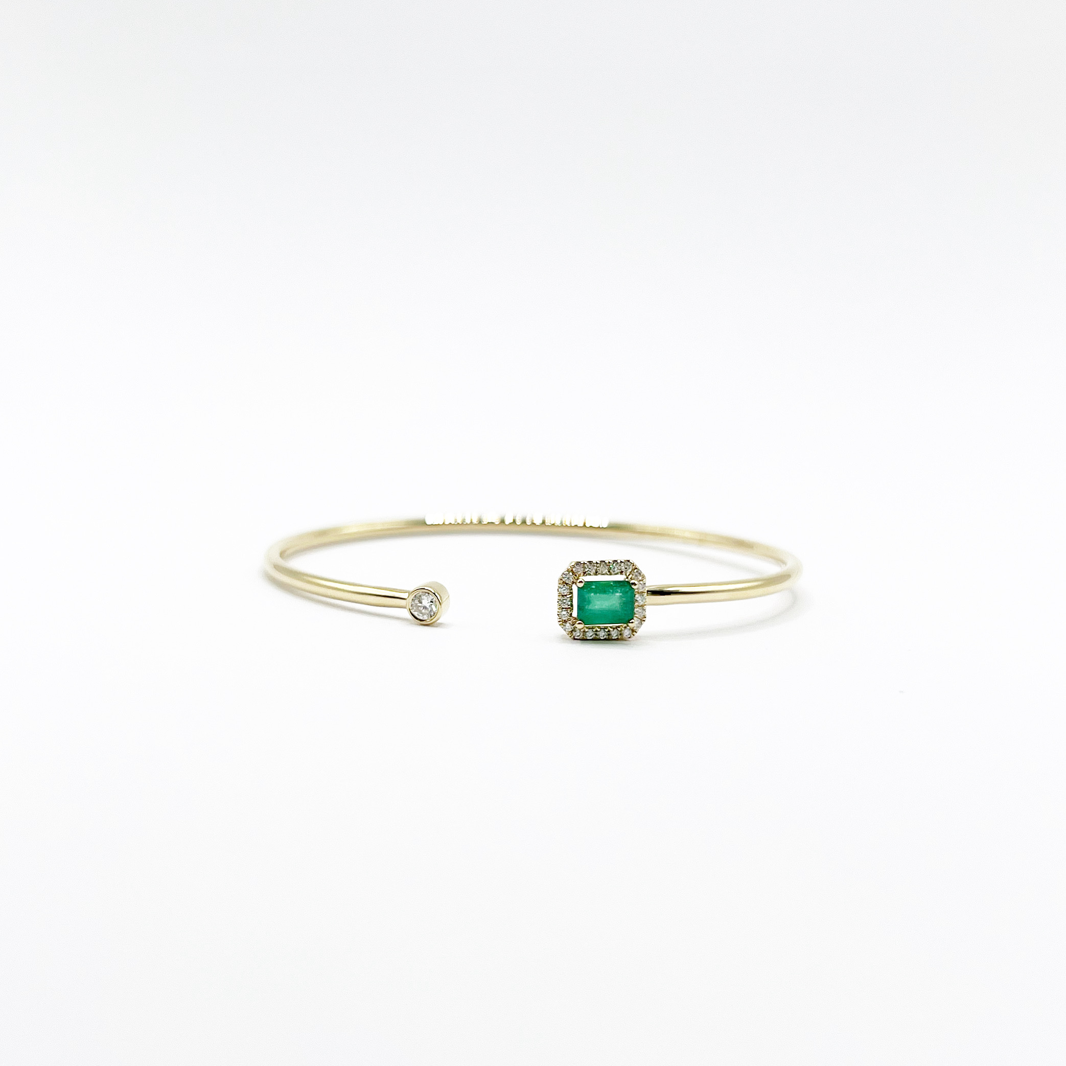 Brazalete Cuadro Esmeralda Con Diamantes