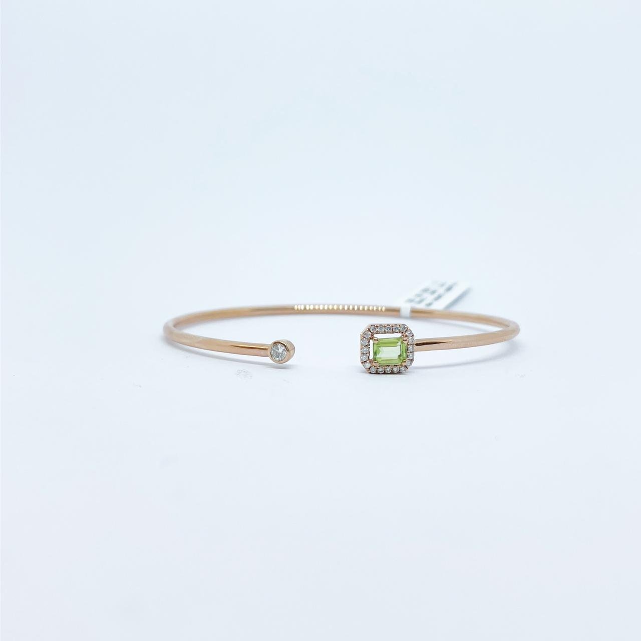 Brazalete Cuadro Peridoto con Diamantes