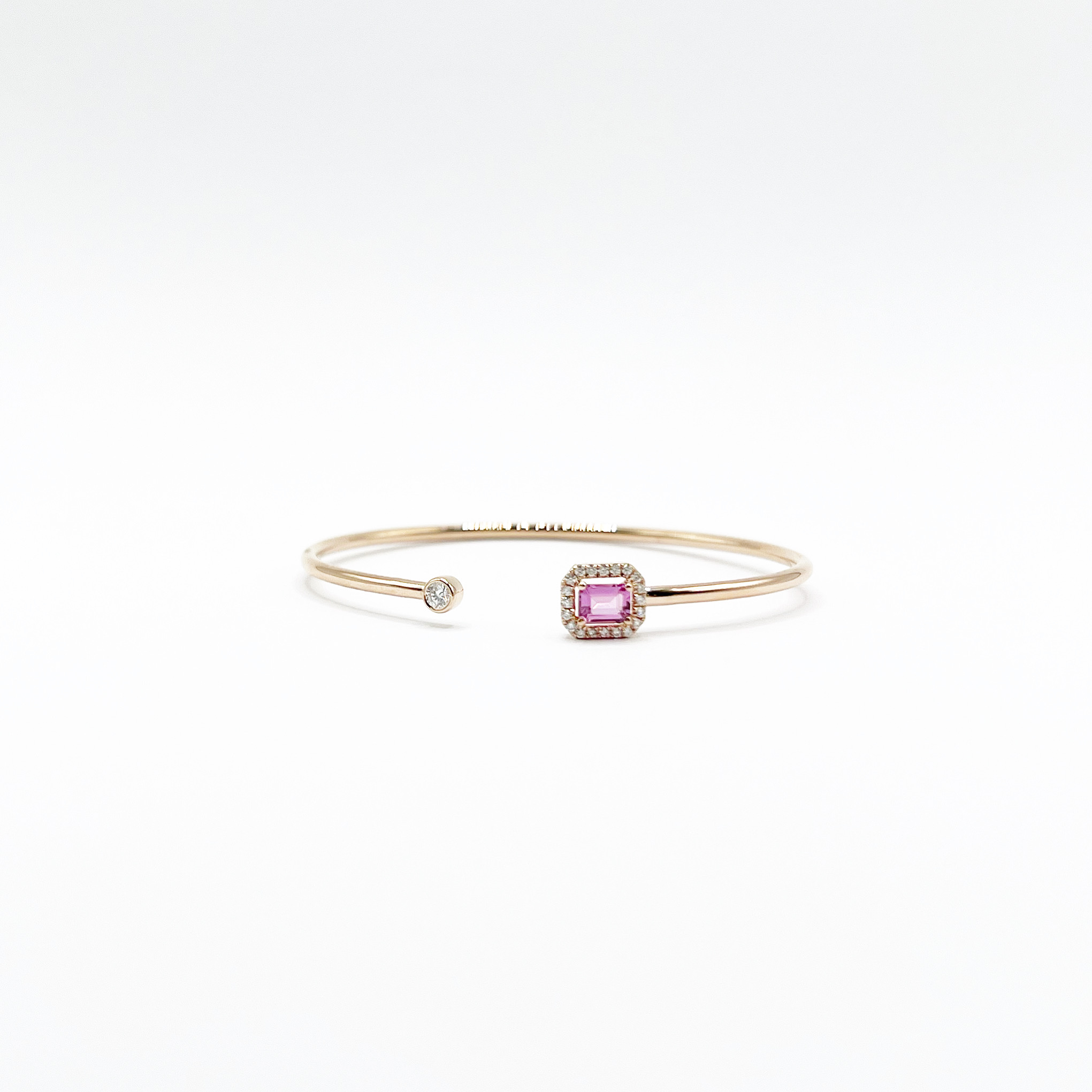 Brazalete Cuadro Zafiro Rosa con Diamante