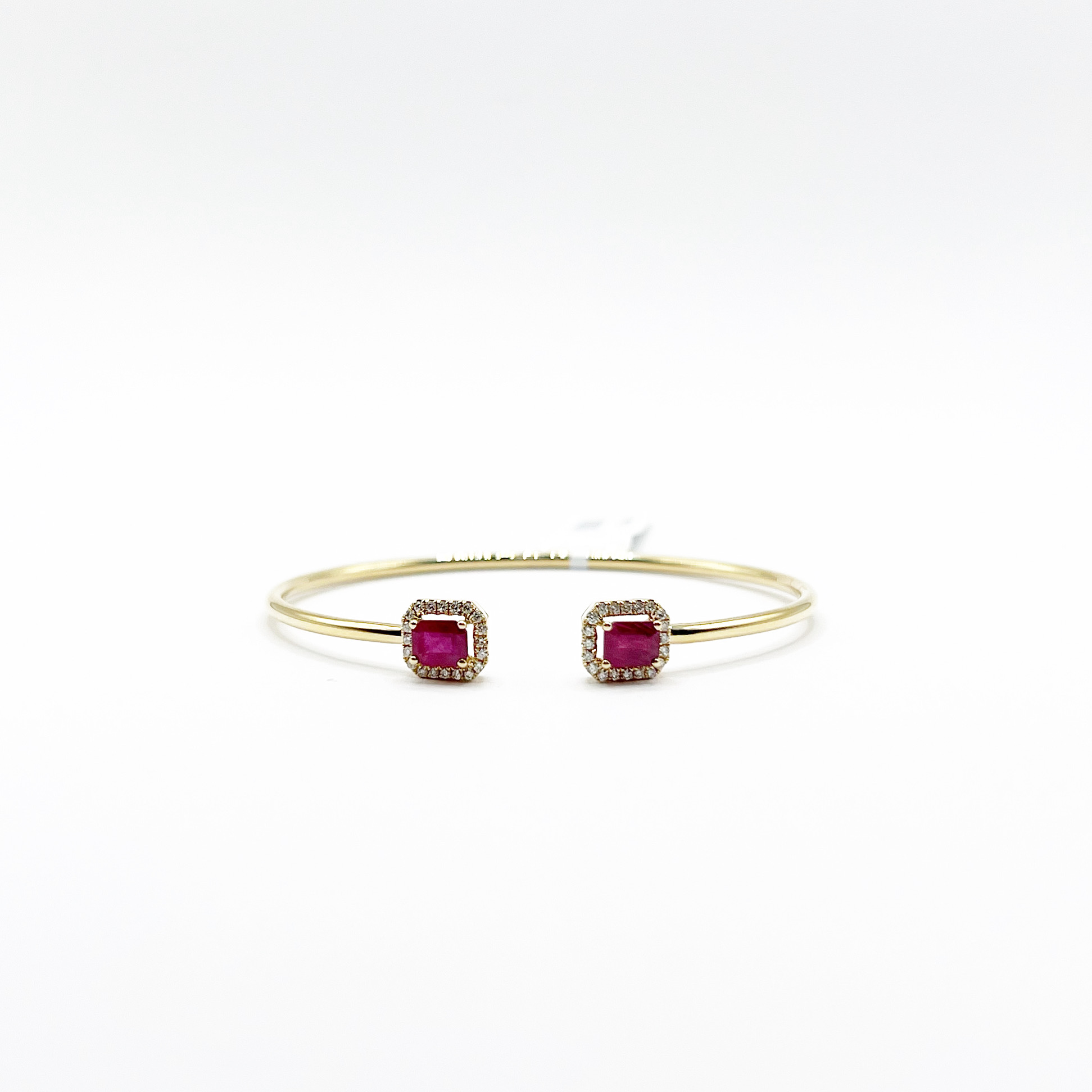 Brazalete Doble Cuadro Rubi con Diamantes