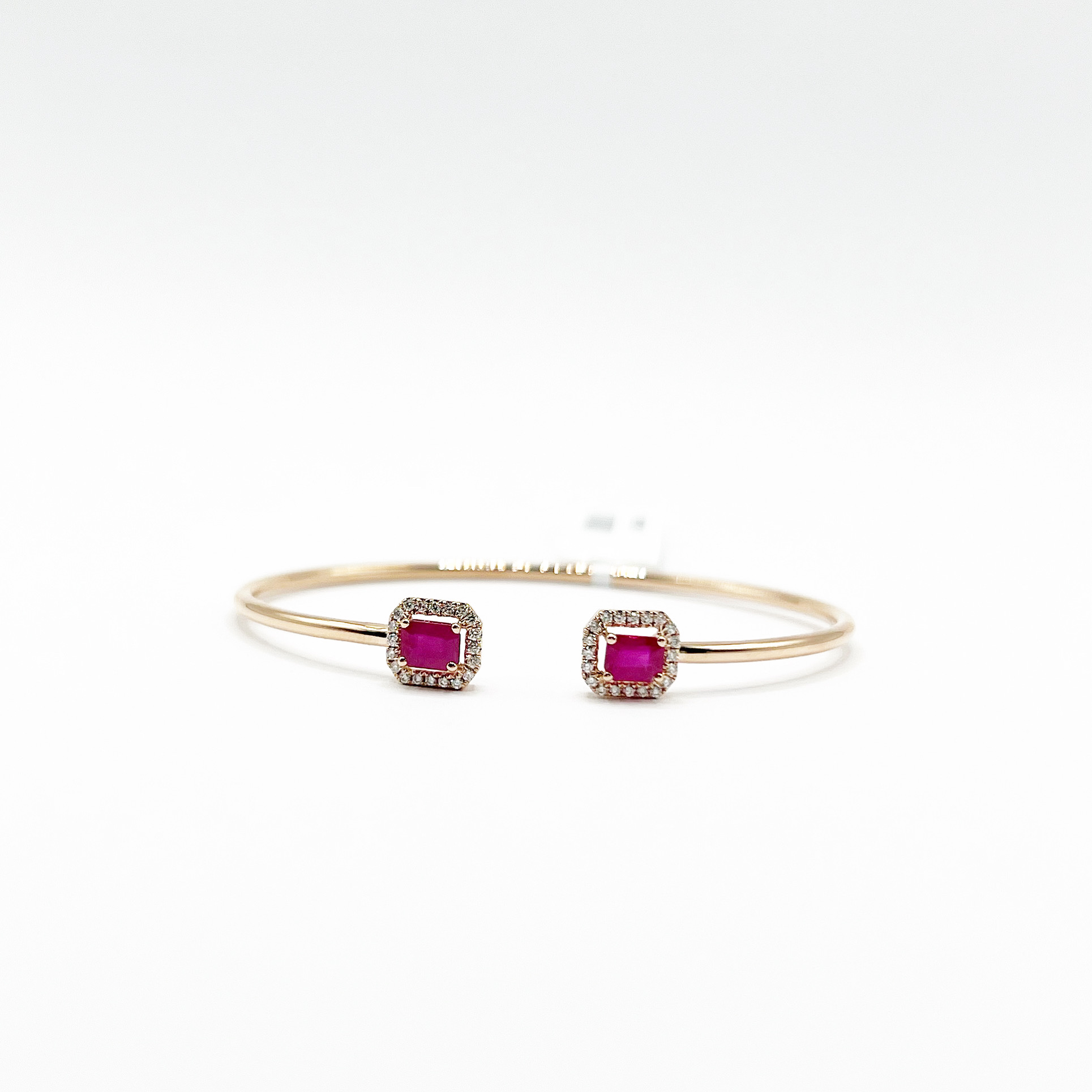 Brazalete Doble Cuadro Rubi Con Diamantes