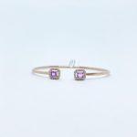 Brazalete Doble Cuadro Zafiro Rosa con Diamante