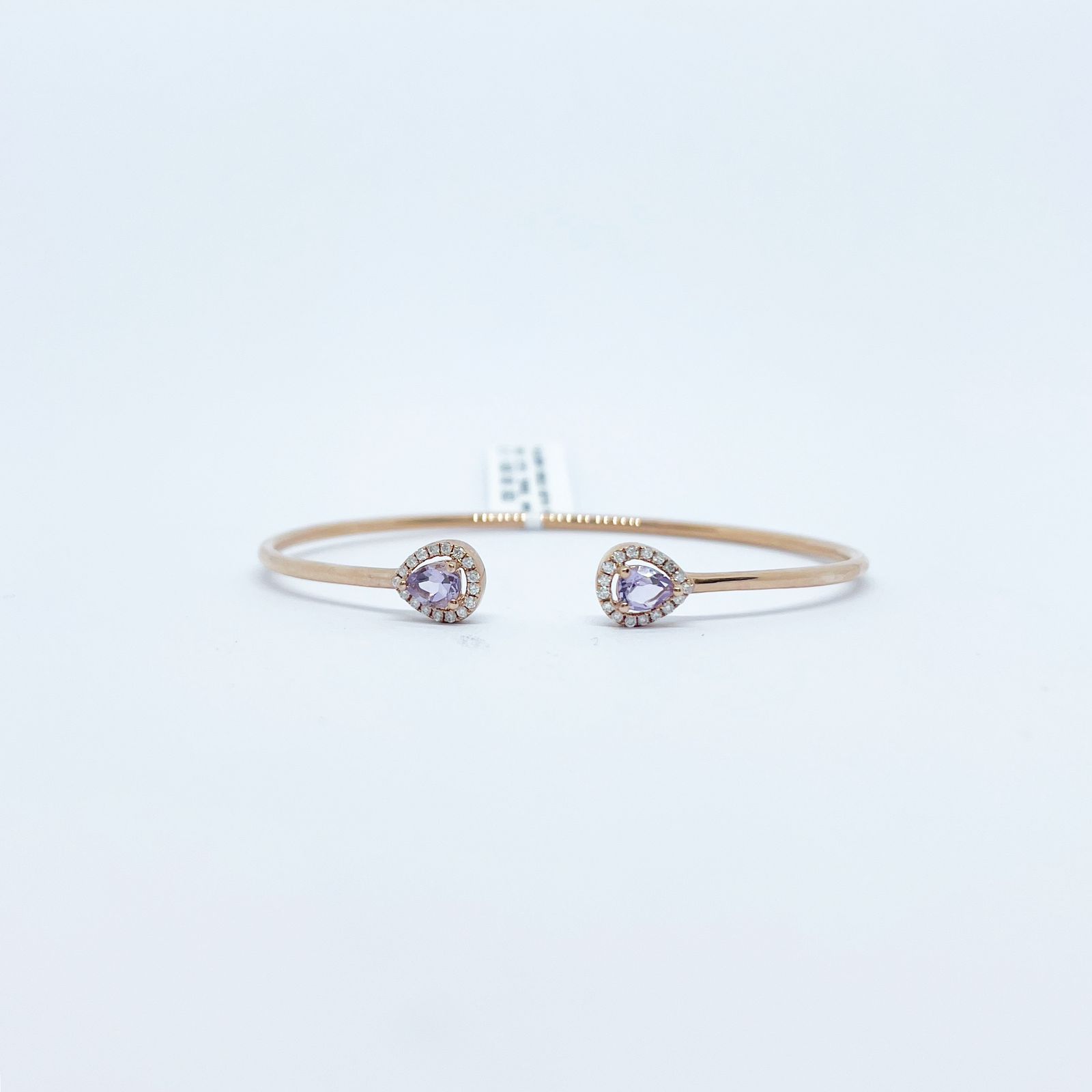 Brazalete Doble Gota Amatista Rosa con Diamante