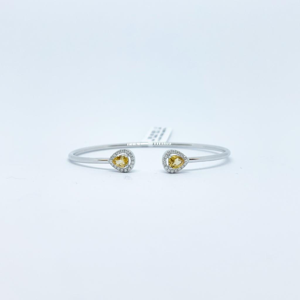 Brazalete Doble Gota Citrino con Diamante