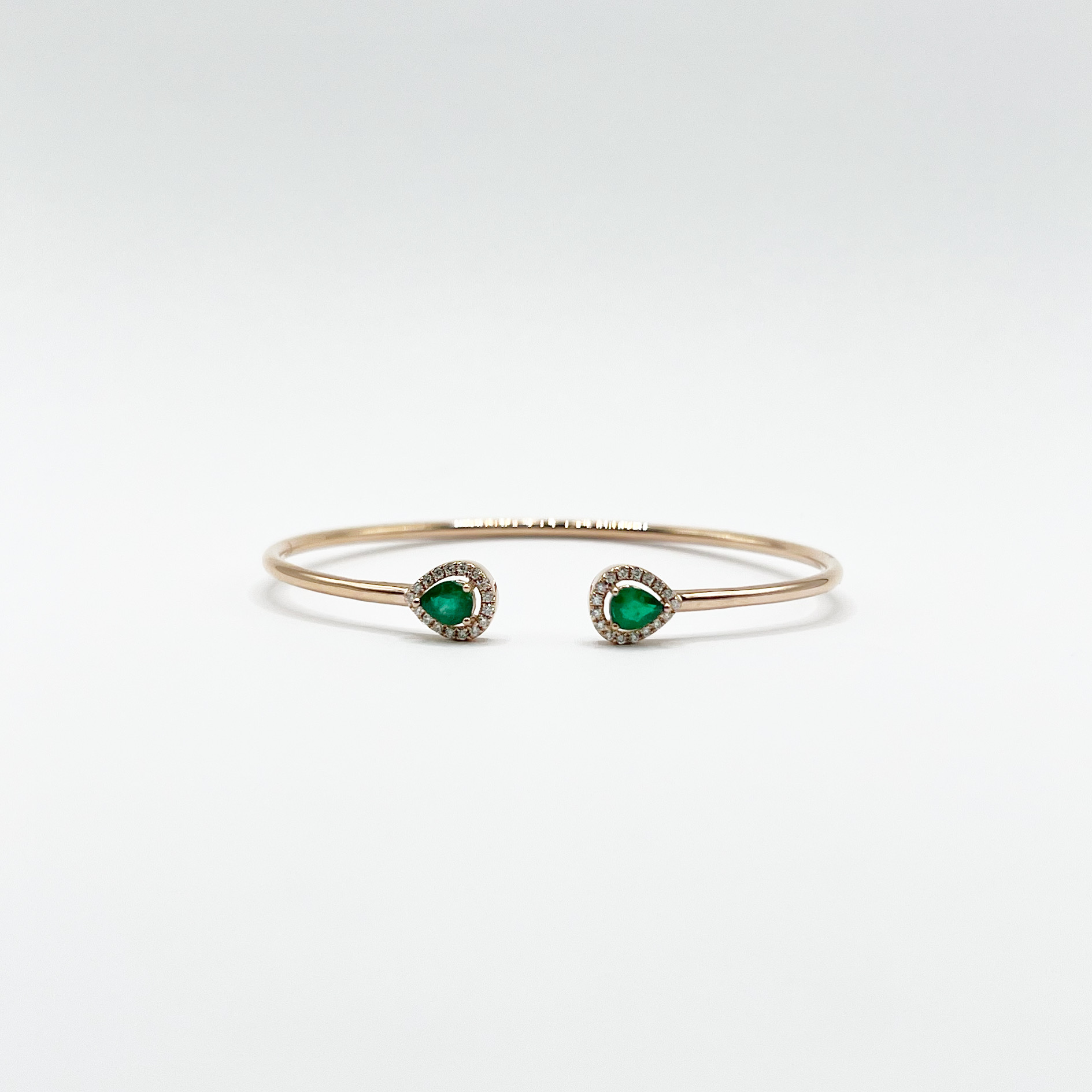 Brazalete Doble Gota Esmeralda Con Diamantes