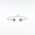 Brazalete Doble Gota Zafiro Rosa Con Diamantes