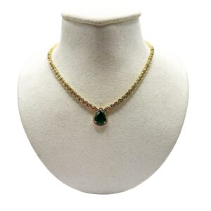 Gargantilla Gota de Esmeralda con Diamantes