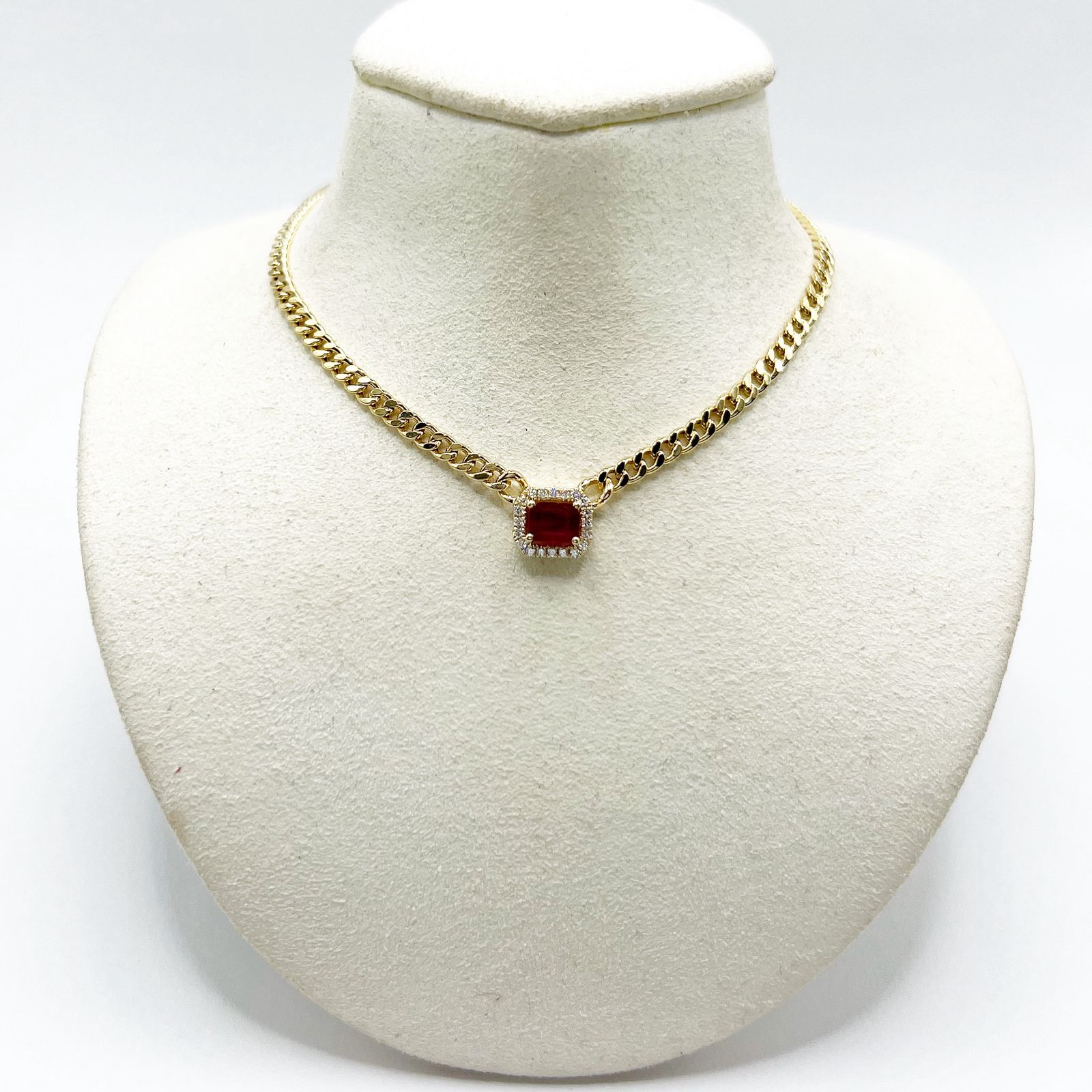 Gargantilla Cuadro De Rubi Con Diamantes