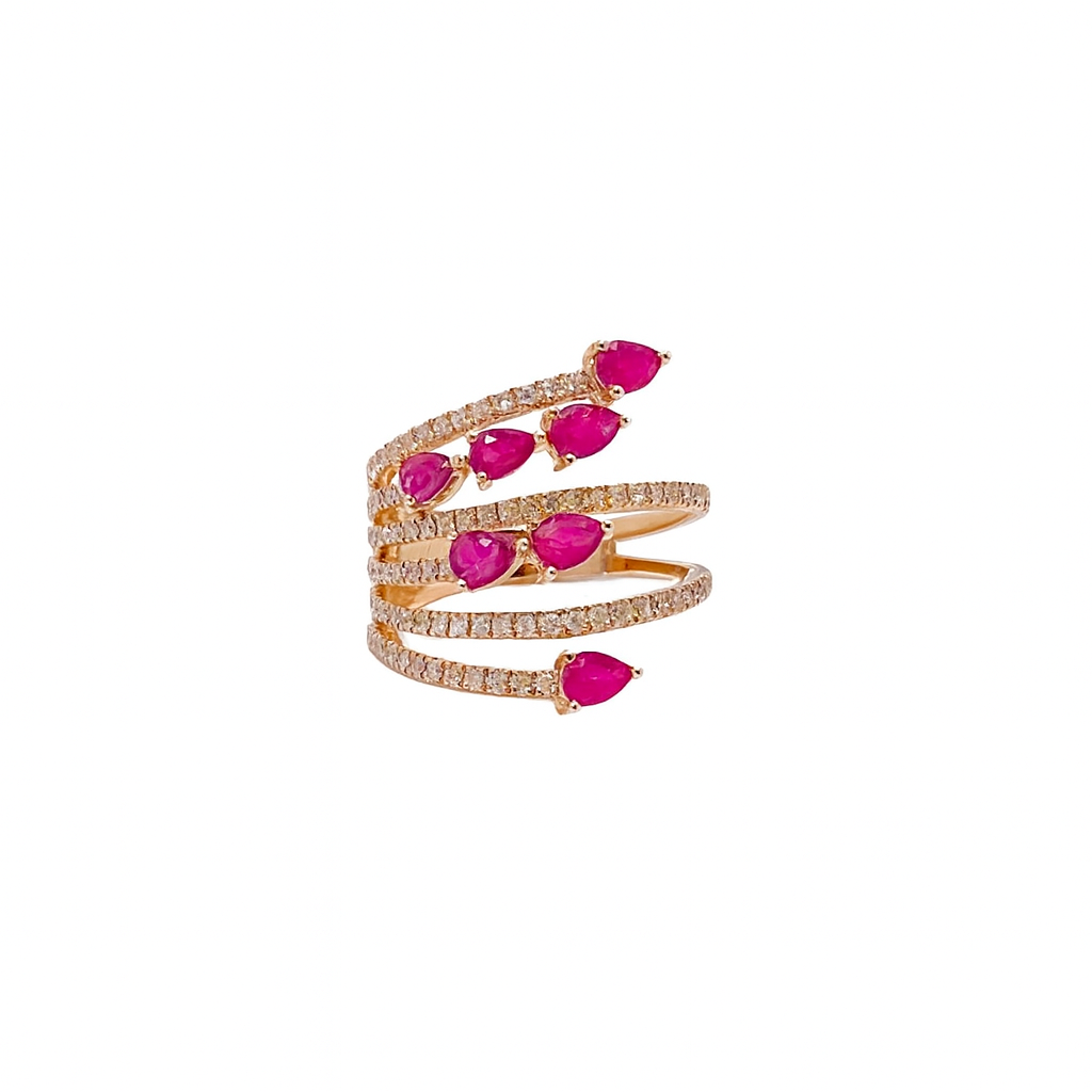 Anillo Abanico De Rubies