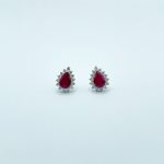 Aretes Gota Rubi Con Diamantes