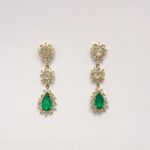 Aretes Largos De Esmeralda Con Diamantes