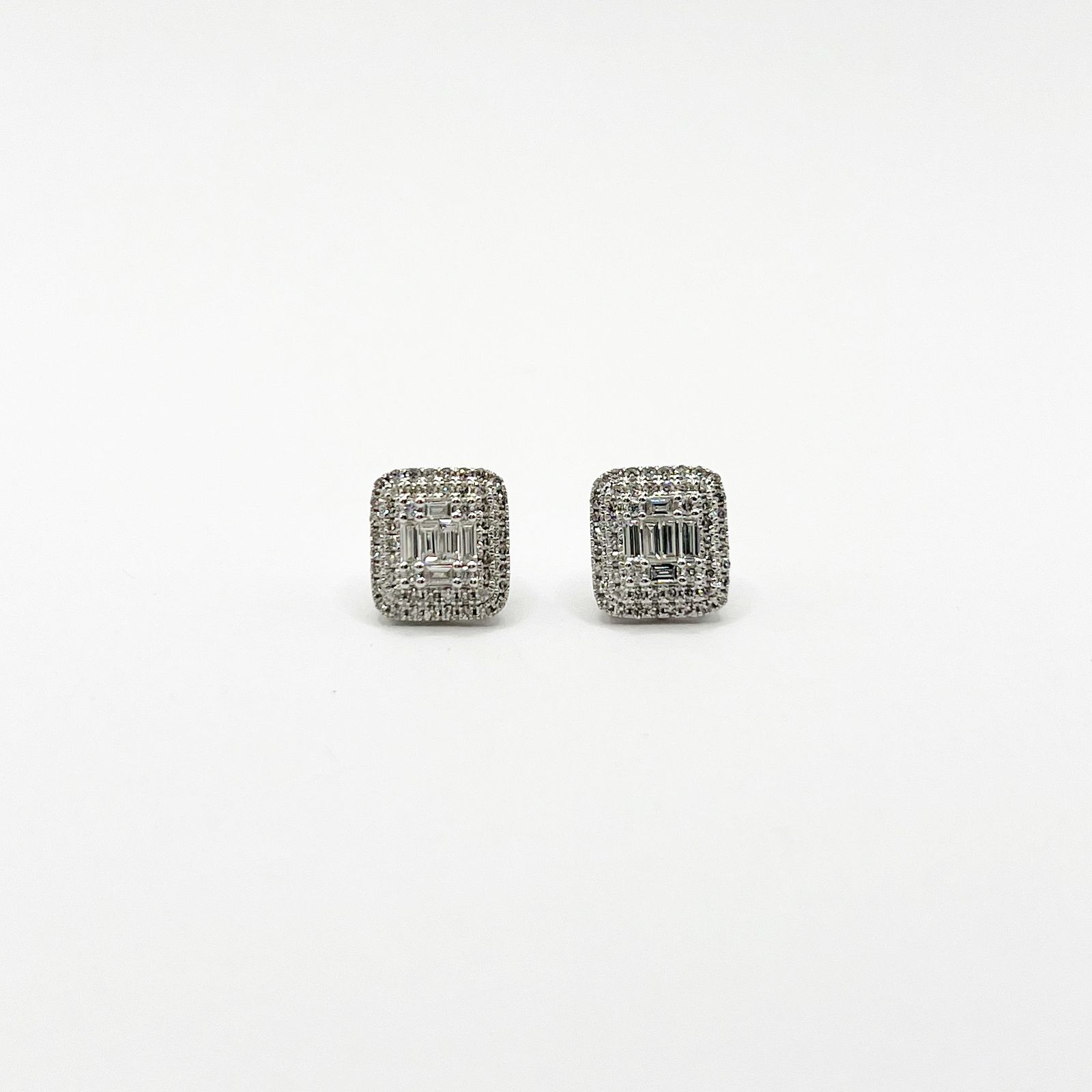 Aretes Cuadro De Diamantes Baguette