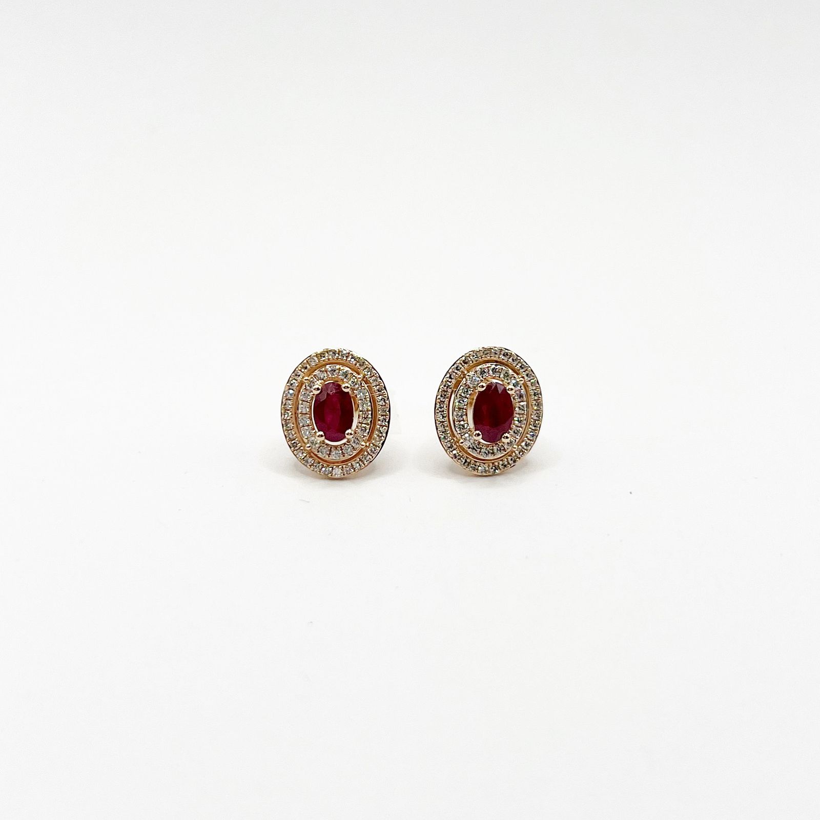 Aretes Oval Rubi Con Diamantes