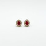Aretes Gota Rubi Con Diamantes