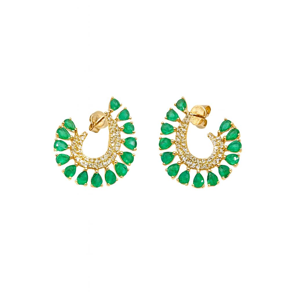 Aretes Abanico De Esmeraldas