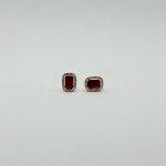 Aretes Cuadro Rubi Con Halo De Diamantes