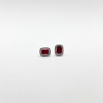 Aretes Cuadro Rubi Con Halo De Diamantes