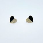 Aretes Corazon De Onix y Diamantes