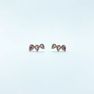 Aretes Tres Gotas De Zafiro Rosa