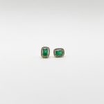 Aretes Cuadro Esmeralda Con Halo De Diamantes