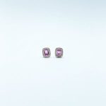 Aretes Cuadro Zafiro Rosa Con Diamantes