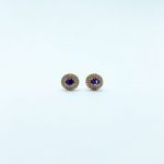 Aretes Oval Amatista Con Diamantes