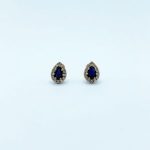Aretes Gota Zafiro Con Diamantes