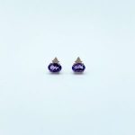 Aretes Amatista Oval Con Diamantes