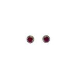 Aretes Redondos Rubies Con Diamantes