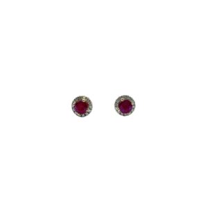 Aretes Redondos Rubies Con Diamantes