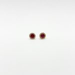 Aretes Rubi Redondo Con Diamantes