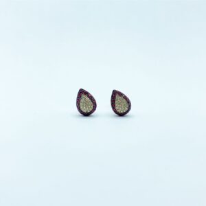 Arete Gota Diamantes Pave y Halo De Rubies