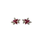 Aretes Flor De Rubies y Diamantes
