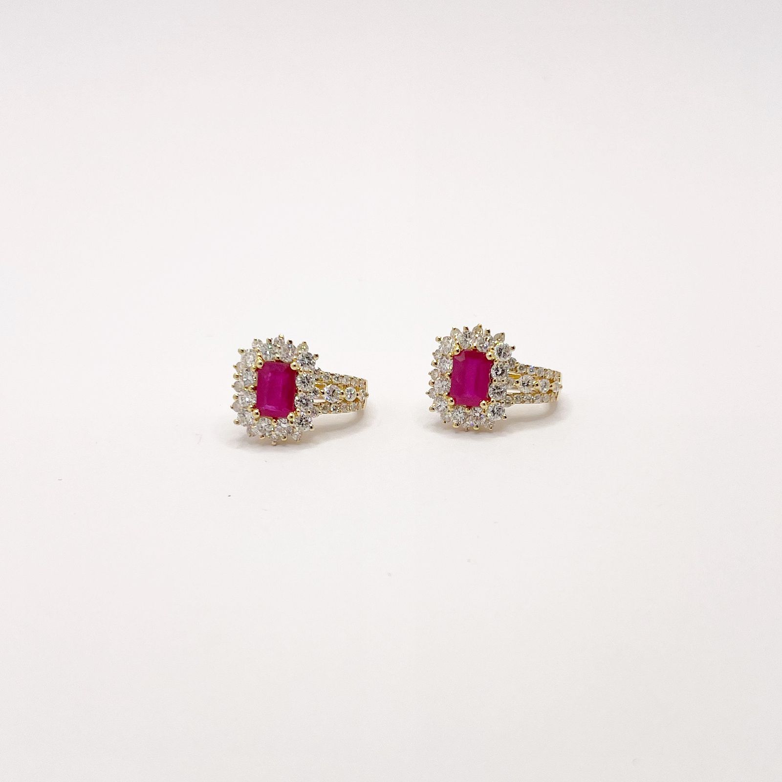 Arracada Cuadro Rubi Con Diamantes