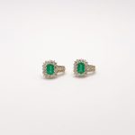 Arracada Cuadro Esmeralda Con Diamantes