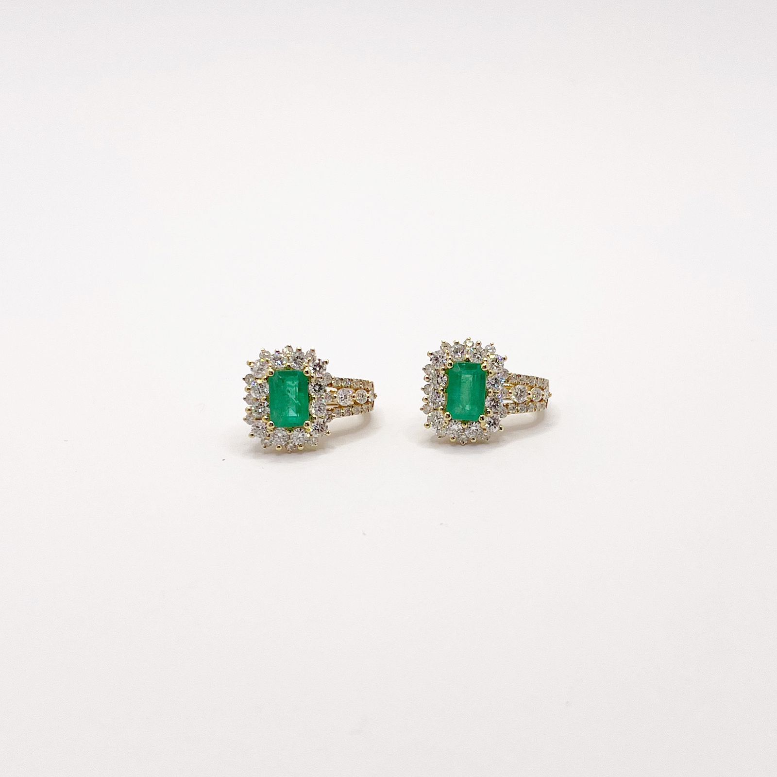 Arracada Cuadro Esmeralda Con Diamantes