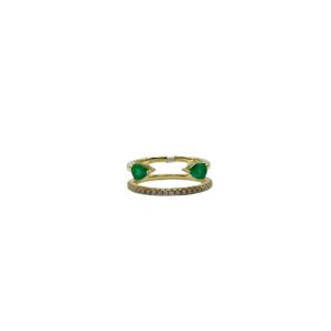 Anillo Doble Esmeralda con Diamantes