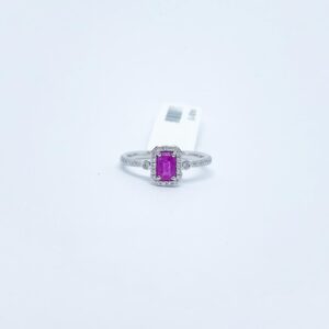 Anillo Cuadrado Rubi Con Diamantes